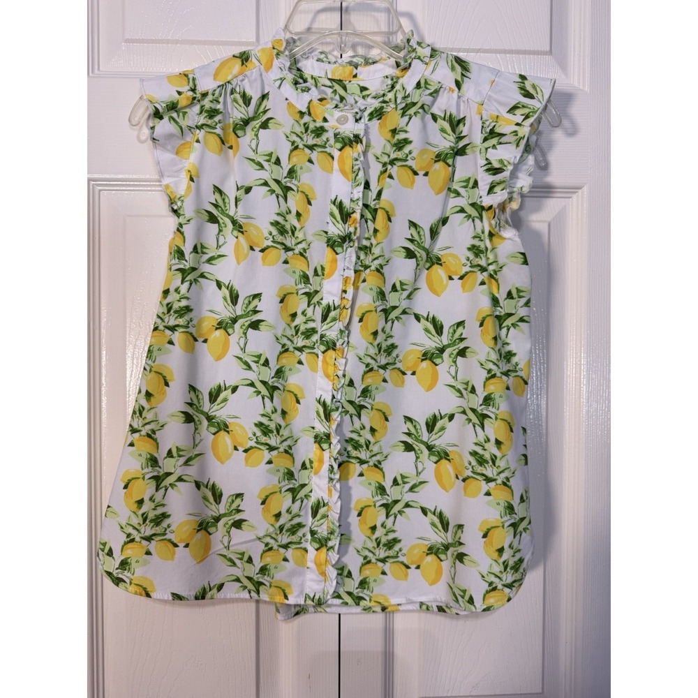 Loft Women's Top With Lemons Short Sleeve Size XXS